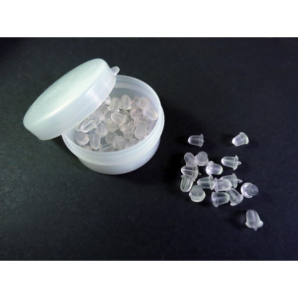 50 Stück Ohrstopper 4mm weiss in Box - Schmuckzubehör zum Ohrringe selbermachen - Leisure-Beads DIY