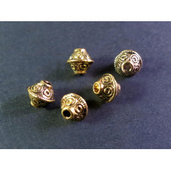 Leisure-Beads - 5x goldfarben Metallperlen 7x6mm Doppelkegel Spacer - Schmuckzubehör