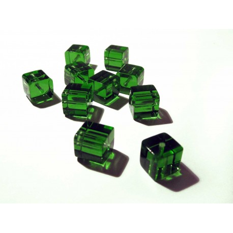 Leisure-Beads - 4x Grüne 10x10mm Glas Würfel Perlen grüne Cubes - Glasschmuck Schmuckzubehör