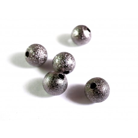 Leisure-Beads - 5x gunmetal Stardust 8mm angerauhte Metallperlen Kugel Spacer - Schmuckzubehör Metallperlen