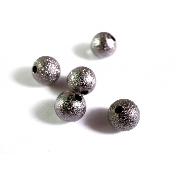 5x gunmetal Stardust 8mm angerauhte Metallperlen Kugel Spacer - Schmuckzubehör Metallperlen
