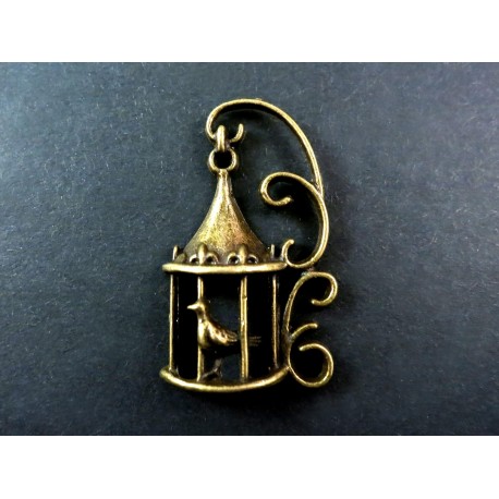 Leisure-Beads - 1x bronzefarbener Vogelkäfig Anhänger 35x20mm Schmuckanhänger - Schmuckzubehör