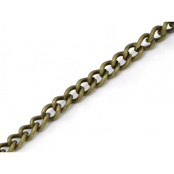 1m bronzefarbene Kette 3x2,2mm Gliederkette - Schmuckzubehör - Leisure-Beads DIY