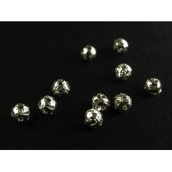 Leisure-Beads - 10x filigrane Metallperlen 4mm silberfarben Kugel Spacer - Schmuckzubehör Metallperle
