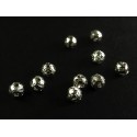 10x filigrane Metallperlen 4mm silberfarben Kugel Spacer - Schmuckzubehör Metallperle