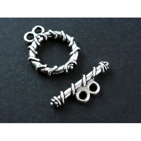 Leisure-Beads - 1x 2-Strang Knebelverschluss Ring 18x15mm silberfarben Toggle - Schmuckzubehör Schmuckverschluss