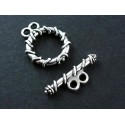 1x 2-Strang Knebelverschluss Ring 18x15mm silberfarben Toggle - Schmuckzubehör Schmuckverschluss