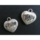 2x Acryl Herz Anhänger ca. 20x18mm silberfarben Schmuckanhänger - Schmuckzubehör