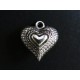 1x Dicker Herz Anhänger ca. 17x19x12mm silberfarben Schmuckanhänger - Schmuckzubehör