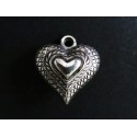 1x silberfarben Herz Anhänger 17x19x12mm Schmuckanhänger - Schmuckzubehör