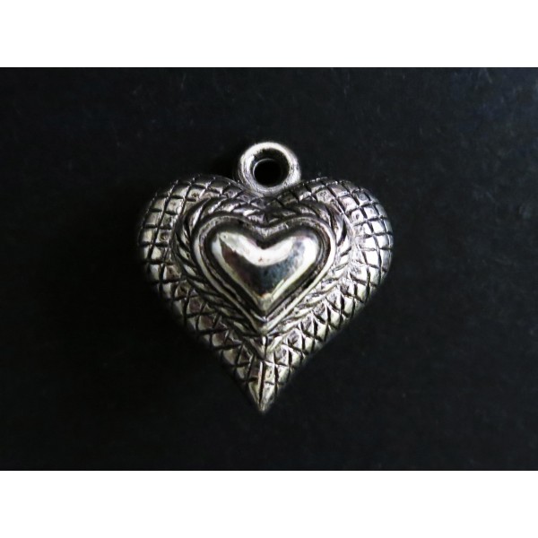 1x silberfarben Herz Anhänger 17x19x12mm Schmuckanhänger - Schmuckzubehör - Leisure-Beads DIY