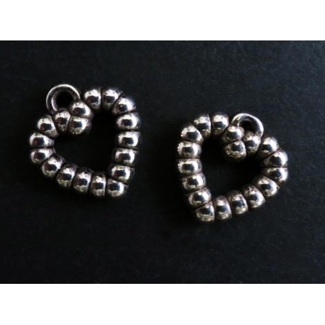 Leisure-Beads - 2x silberfarben Herz Anhänger 11x12mm Acryl Schmuckanhänger - Schmuckzubehör