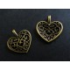 2x filigrane bronze Herz Anhänger ca. 16x15mm Trachtenherz bronze Schmuckanhänger - bronze Schmuckzubehör