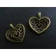 2x filigrane bronze Herz Anhänger ca. 16x15mm Trachtenherz bronze Schmuckanhänger - bronze Schmuckzubehör - Leisure-Beads DIY