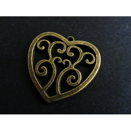 Leisure-Beads - 1x bronzefarben Herz Anhänger 22x22mm Trachtenherz bronzefarben Schmuckanhänger - Schmuckzubehör
