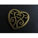 1x bronzefarben Herz Anhänger 22x22mm Trachtenherz bronzefarben Schmuckanhänger - Schmuckzubehör