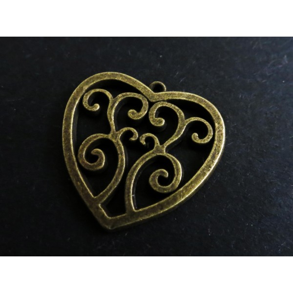 1x bronzefarben Herz Anhänger 22x22mm Trachtenherz bronzefarben Schmuckanhänger - Schmuckzubehör