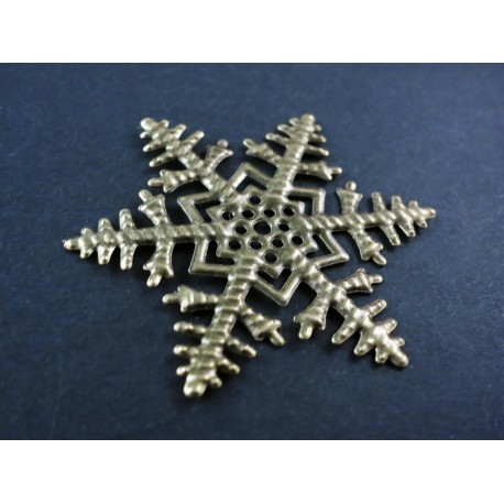 Leisure-Beads - 1x bronzefarben Schneeflocke 45mm Aufnäher Streudeko filigranes Ornament - Bastelbedarf Werihnachten