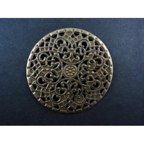 Leisure-Beads - 1x filigranes bronzefarben Ornament 41mm Anhänger / Aufnäher Streudeko - bronzefarben Bastelbedarf
