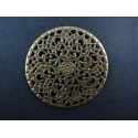 1x filigranes bronzefarben Ornament 41mm Anhänger / Aufnäher Streudeko - bronzefarben Bastelbedarf
