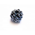 1x schwarz-silberfarben Shamballa 12x14mm silberfarben Strass Perle - Schmuckzubehör Shamballa