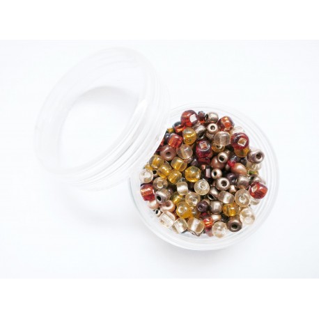 Leisure-Beads - 10g Mix aus braunen und goldfarben Rocailles im Döschen - Schmuckzubehör Rocailles