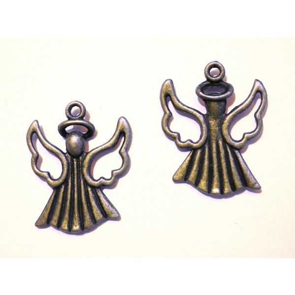 1x bronzefarben Weihnachtsengel Anhänger 26x21x4mm bronzefarbener Schmuckanhänger - Schmuckzubehör