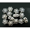 5x silberfarben Blume Metallperlen 7x5mm silberfarbener Spacer - Schmuckzubehör Metallperle