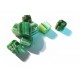 8x Grüne Millefiori Perlen Würfel diagonal 7mm