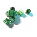 8x Grüne Millefiori Perlen Würfel diagonal 7mm grüne Glasperlen - Schmuckzubehör