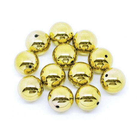 Leisure-Beads - 1x goldfarbene Acryl Perle 20mm glatt aus plattiertem Acryl - Schmuckzubehör