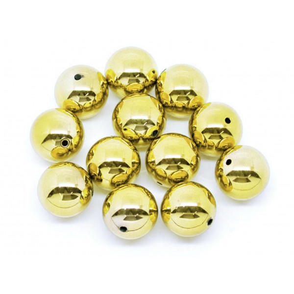 1x goldfarbene Acryl Perle 20mm glatt aus plattiertem Acryl - Schmuckzubehör - Leisure-Beads DIY