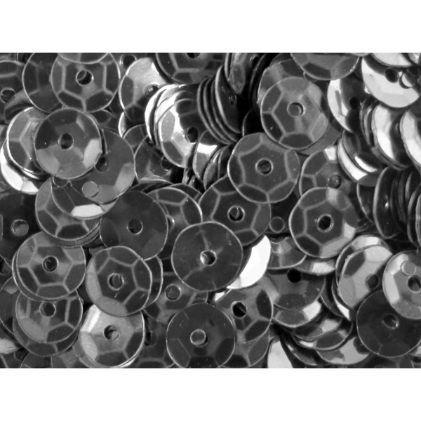 23g dunkelsilberfarben Schüssel Pailletten 6mm runde Cup silberfarben Pailletten - Bastelbedarf Pailletten - Leisure-Beads DIY