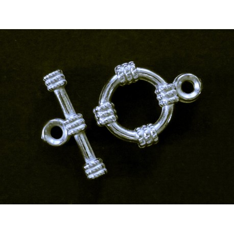 Leisure-Beads - 5x Acryl Knebelverschluss Ring 19x15mm silberfarben Toggle - Schmuckzubehör Schmuckverschluss
