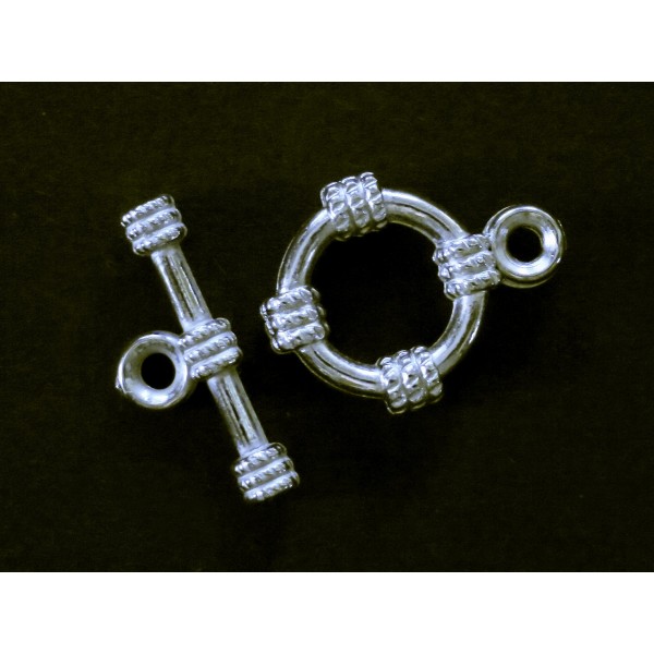 5x Acryl Knebelverschluss Ring 19x15mm silberfarben Toggle - Schmuckzubehör Schmuckverschluss - Leisure-Beads DIY