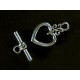 1x Herz Knebelverschluss silberfarben Ringteil 13mm Toggle - Schmuckubehör Schmuckverschluss