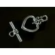 1x Herz Knebelverschluss silberfarben Ringteil 13mm Toggle - Schmuckubehör Schmuckverschluss - Leisure-Beads DIY