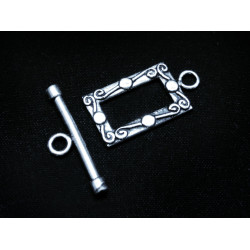 Leisure-Beads - 1x silberfarben Rechteck Knebelverschluss Ringteil 23x12mm Toggle - Schmuckubehör Schmuckverschluss