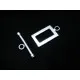 1x Rechteck Knebelverschluss silberfarben Ringteil 23x12mm Toggle - Schmuckubehör Schmuckverschluss - Leisure-Beads DIY