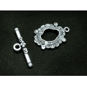 1x filigraner ovaler Knebelverschluss silberfarben Ringteil 25x17mm Toggle - Schmuckubehör Schmuckverschluss