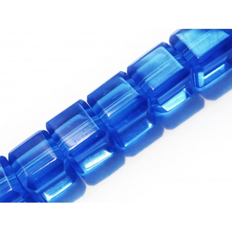 Leisure-Beads - 8x Dunkelblaue 6x6mm Glas Würfel Perlen mit geschliffener Kante - Glasschmuck Schmuckzubehör