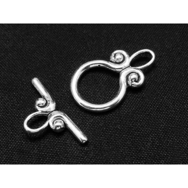 1x silberfarben Knebelverschluss Ringteil 20x12mm silberfarbener Toggle - Schmuckzubehör Schmuckverschluss
