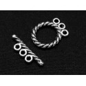 1x 3-strang Knebelverschluss Ring 16x12mm silberfarben Toggle - Schmuckzubehör Schmuckverschluss