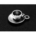 1x silberfarben Kaffeetasse Anhänger 19x15mm silberfarben Schmuckanhänger - Schmuckzubehör