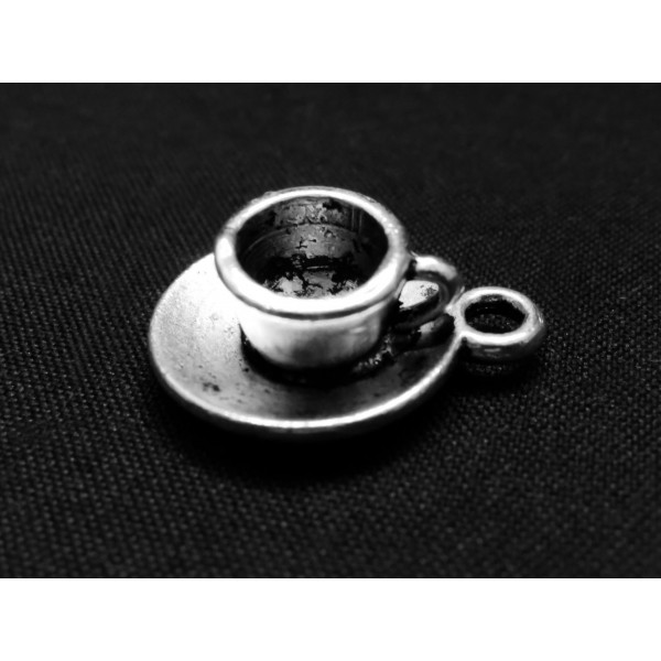 1x silberfarben Kaffeetasse Anhänger 19x15mm silberfarben Schmuckanhänger - Schmuckzubehör - Leisure-Beads DIY