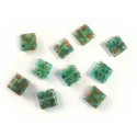 10x Grüne Millefiori Perlen quadratisch 10 x 10 mm