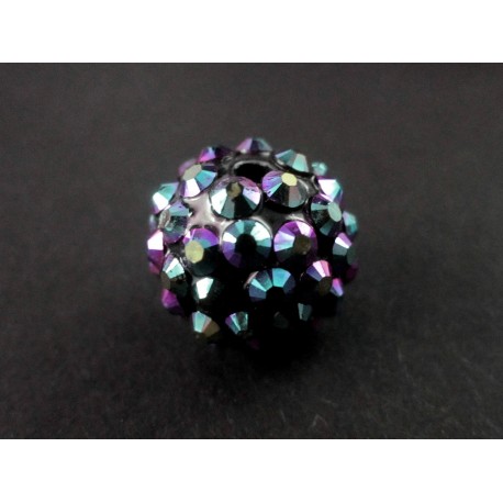 Leisure-Beads - 1x violett Shamballa 14mm Strass Perle mit AB-Effekt - Schmuckzubehör Shamballa