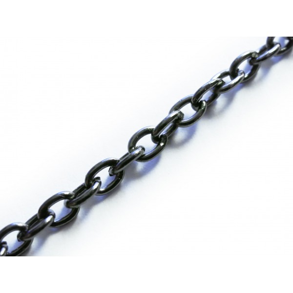 50cm gunmetal Kette 4,7x3mm metallschwarze Gliederkette - Schmuckzubehör - Leisure-Beads DIY
