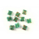10x Grüne Millefiori Perlen quadratisch 8 x 8 mm