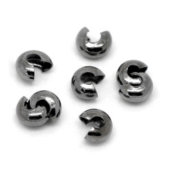 20 schwarzmetall Kaschierperlen 2x3mm Cover Crimp Perlen - Schmuckzubehör